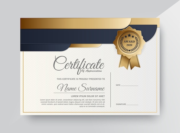 Diseño de plantilla de certificado negro dorado premium