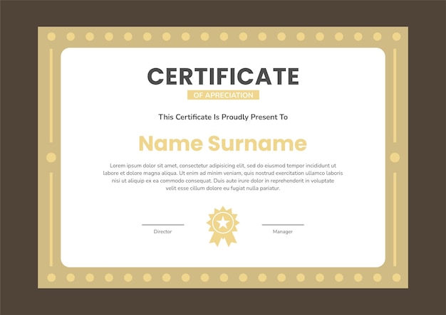 Diseño de plantilla de certificado de oro de lujo moderno