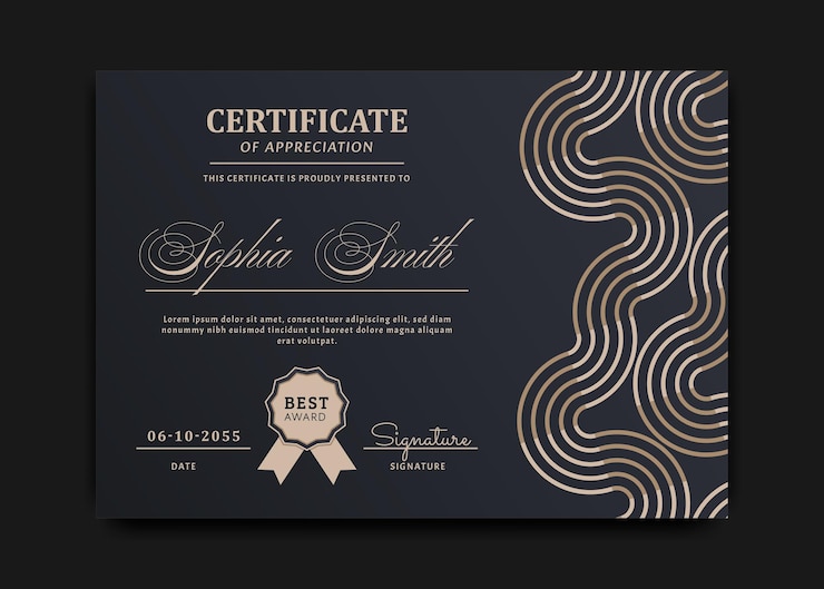 Vector diseño de plantilla de certificado con patrón de tono dorado de lujo
