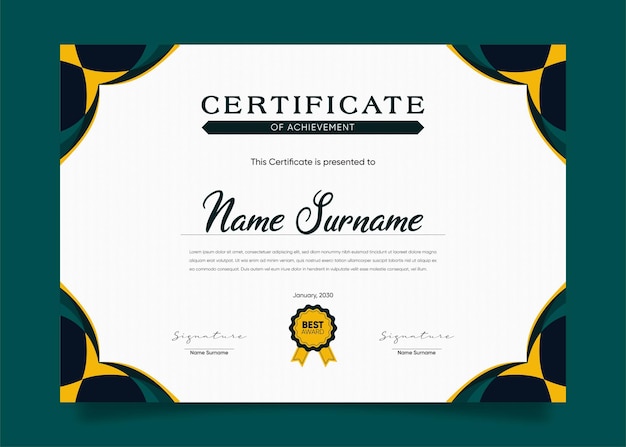 Diseño de plantilla de certificado de reconocimiento y logros Certificado limpio y moderno
