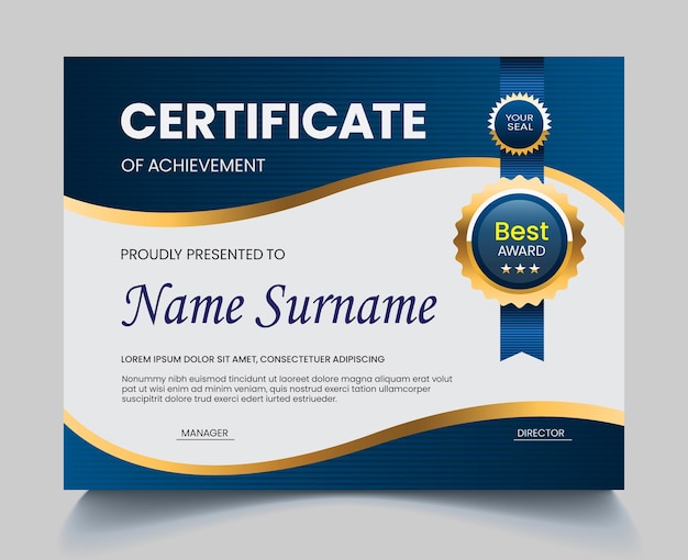 diseño de plantilla de certificado vectorial