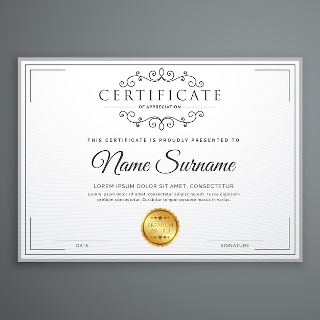 diseño de la plantilla del certificado
