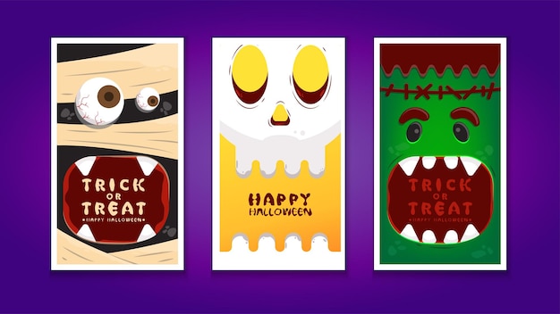 Vector diseño de plantilla de colección de historias de instagram de halloween