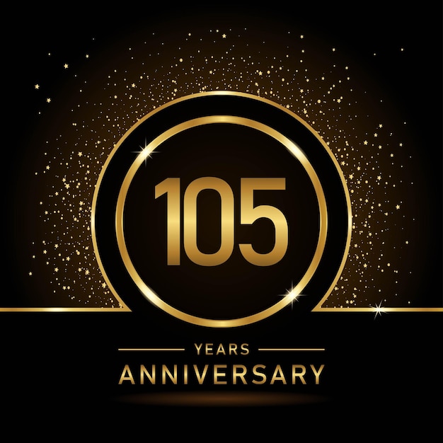 Diseño de plantilla de color dorado del 105 aniversario para evento de cumpleaños Plantilla vectorial