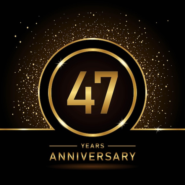 Diseño de plantilla de color dorado del 47 aniversario para evento de cumpleaños Plantilla vectorial