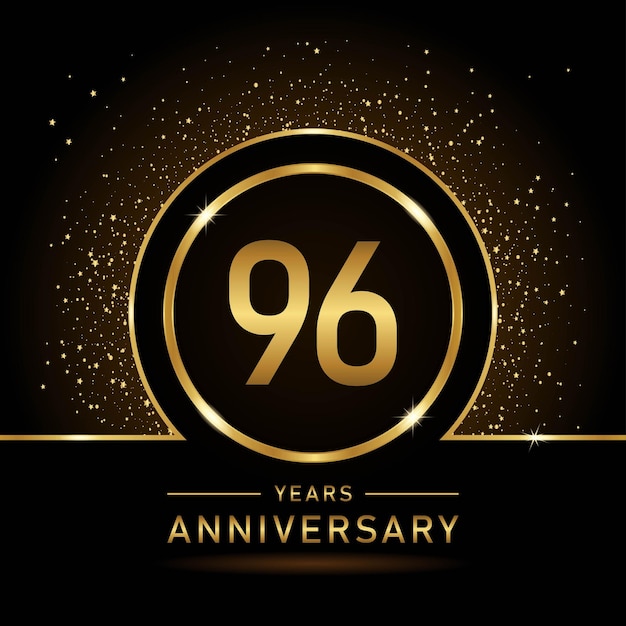 Diseño de plantilla de color dorado del 96 aniversario para evento de cumpleaños Plantilla vectorial