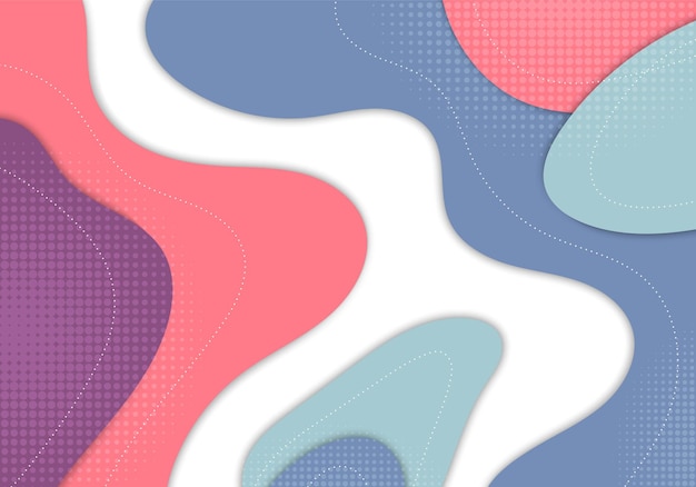 Diseño de plantilla de colores de doodle fluido abstracto estilo decorativo Estilo de arte superpuesto con fondo de semitono de puntos