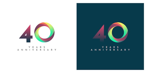 Diseño de plantilla colorida de ilustración de celebración de aniversario de 40 años