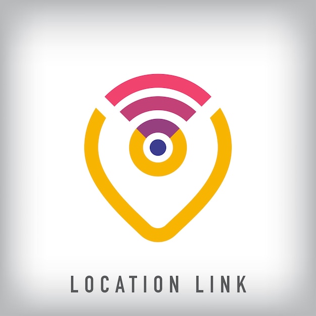 Diseño de plantilla de concepto de ubicación tecnológica para el logotipo único de señal de ubicación de conexión inteligente