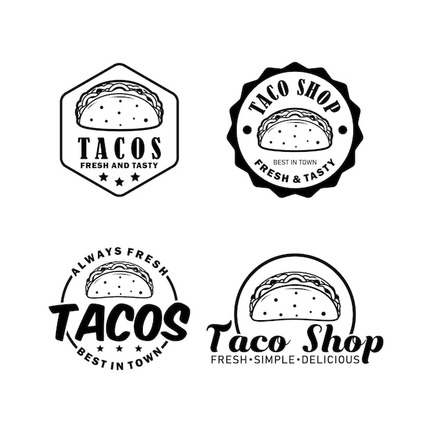 Diseño de plantilla de conjunto de tacos de logotipo
