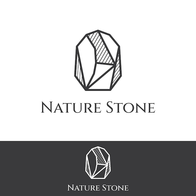 Diseño de plantilla creativa de logotipo abstracto de silueta de piedra natural con logotipo de contorno para símbolo de empresa comercial