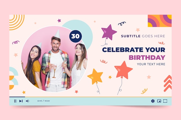 Diseño de plantilla de cumpleaños dibujado a mano