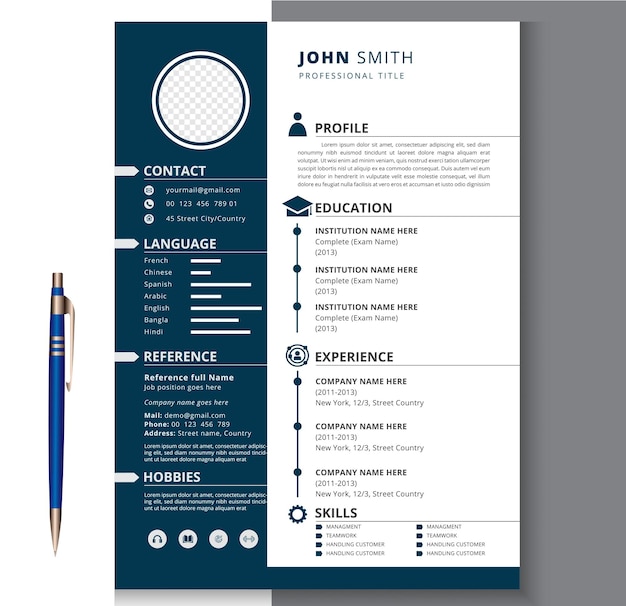 diseño de plantilla de curriculum profesional