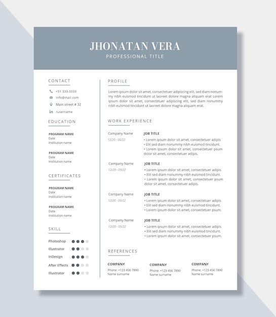 diseño de plantilla de cv minimalista