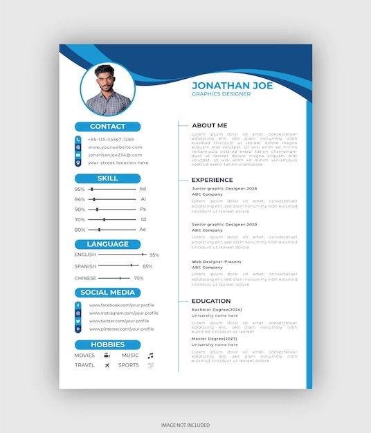 Diseño de plantilla de CV o currículum limpio y moderno.