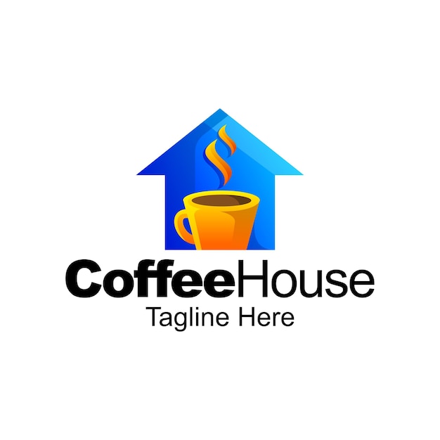 Diseño de plantilla de degradado de logotipo de cafetería