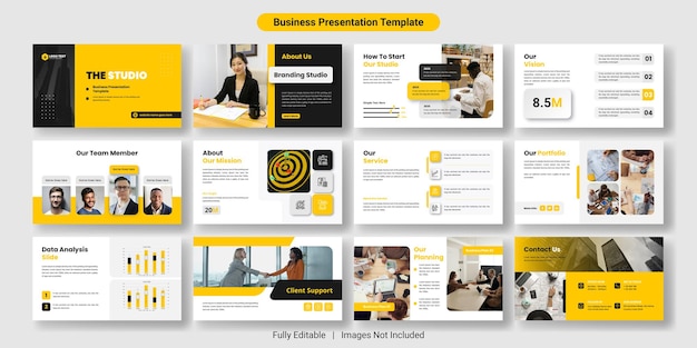 Diseño de plantilla de diapositivas de presentación de PowerPoint de negocios creativos