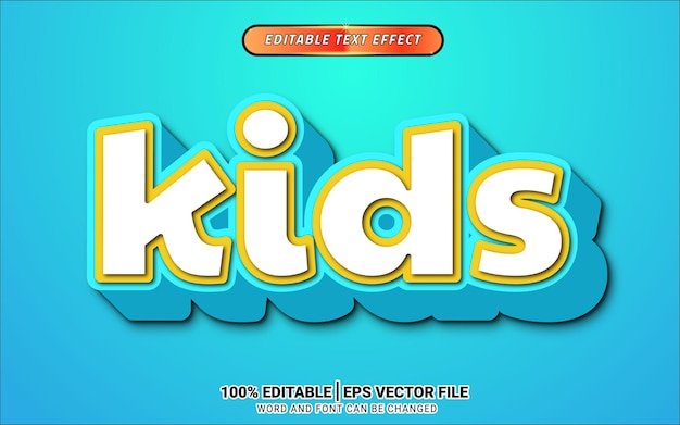 diseño de plantilla editable de efecto de texto 3d blanco azul para niños
