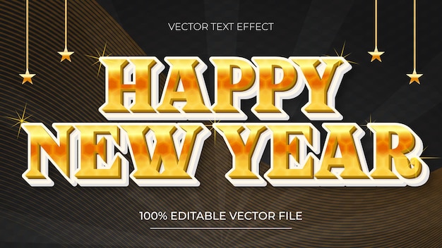 Diseño de plantilla editable de efecto de texto dorado 3d de año nuevo