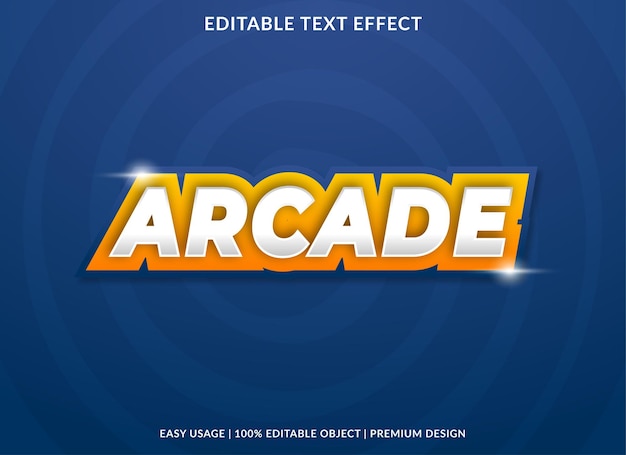 Diseño de plantilla de efecto de texto arcade con estilo abstracto