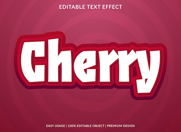 diseño de plantilla de efecto de texto de cereza con uso de estilo 3d para marca comercial y logotipo