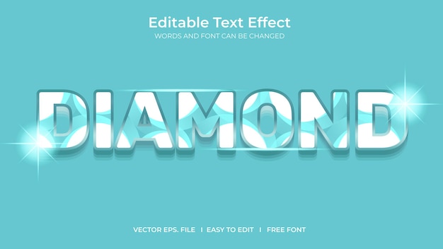 Diseño de plantilla de efecto de texto editable de diamond illustrator