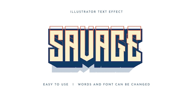 Diseño de plantilla de efecto de texto editable de ilustrador salvaje