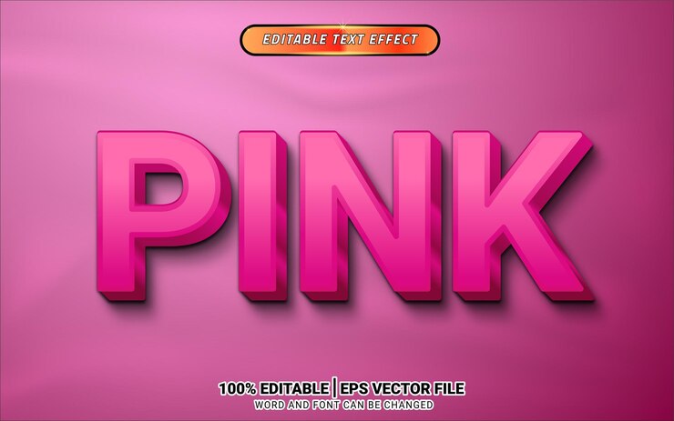 Vector diseño de plantilla de efecto de texto elegante rosa 3d