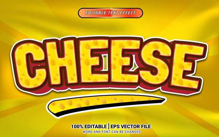 Vector diseño de plantilla de efecto de texto de fuente 3d de textura de queso