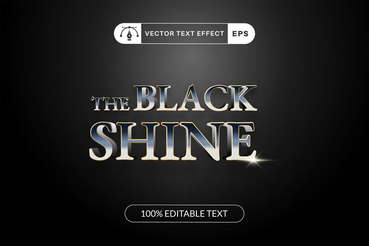 Vector diseño de plantilla de efecto de texto negro con estilo 3d