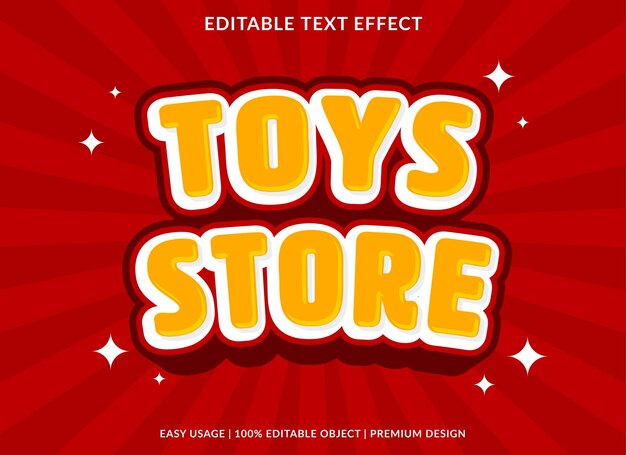 diseño de plantilla de efecto de texto de tienda de juguetes con uso de estilo 3d para marca comercial y logotipo