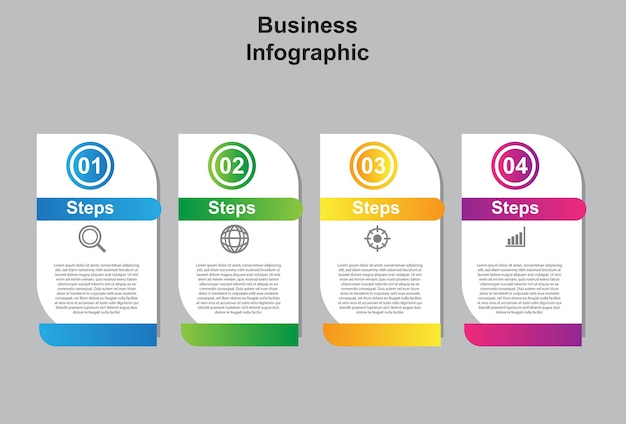 Diseño de plantilla de elemento infográfico colorido de 4 pasos para presentación