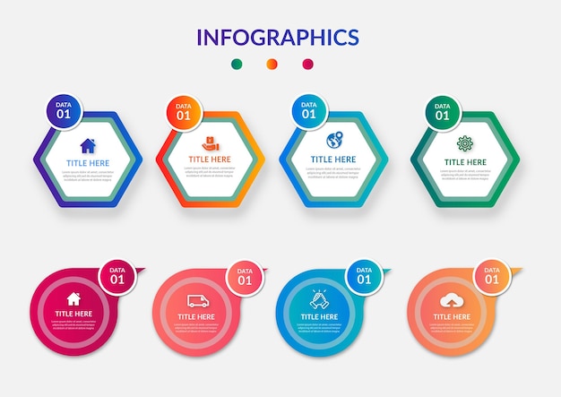 Diseño de plantilla de elementos de infografía de diagrama de flujo de pasos o procesos