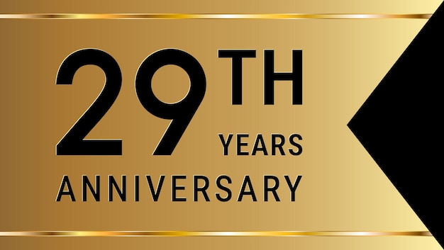 Diseño de plantilla para el evento del 29 aniversario con estilo de cinta dorada diseño vectorial