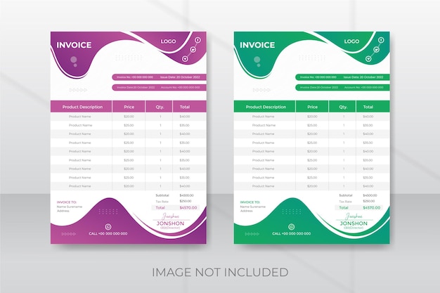 Diseño de plantilla de factura comercial creativa profesional