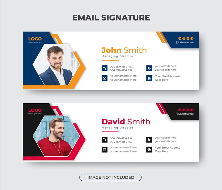 Diseño de plantilla de firma de correo electrónico empresarial creativo o pie de página de correo electrónico y portada de redes sociales personales