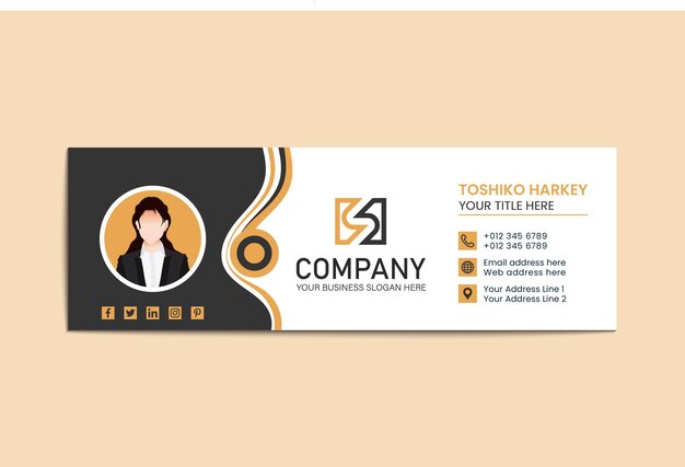 diseño de plantilla de firma de correo electrónico estilo olas