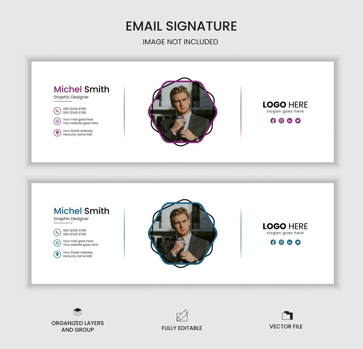 Diseño de plantilla de firma de correo electrónico moderno creativo vectorial