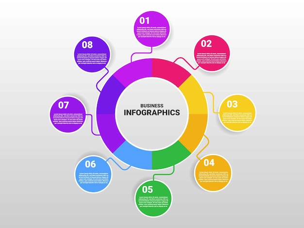 Diseño de plantilla de flujo de trabajo de número de opciones de infografía