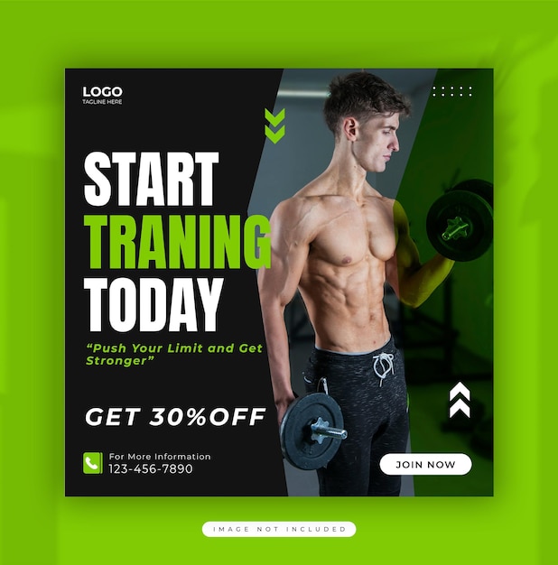 diseño de plantilla de folleto de gimnasio o post de Instagram