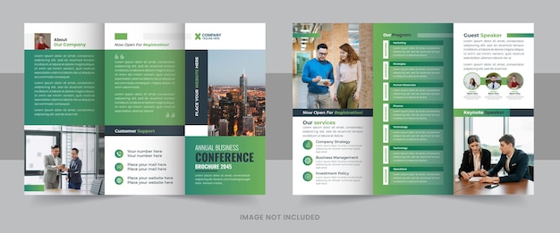 Diseño de plantilla de folleto tríptico de conferencia
