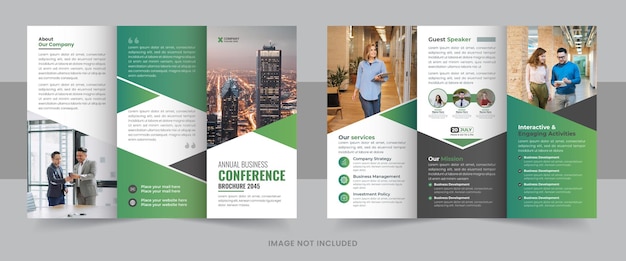 Diseño de plantilla de folleto tríptico de conferencia