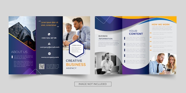 Diseño de plantilla de folleto tríptico de negocios corporativos vector premium