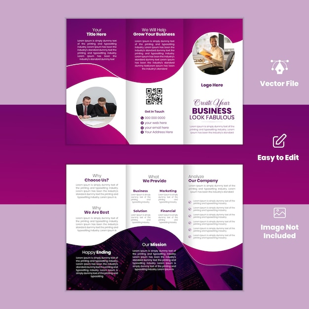 Diseño de plantilla de folleto tríptico de negocios corporativos