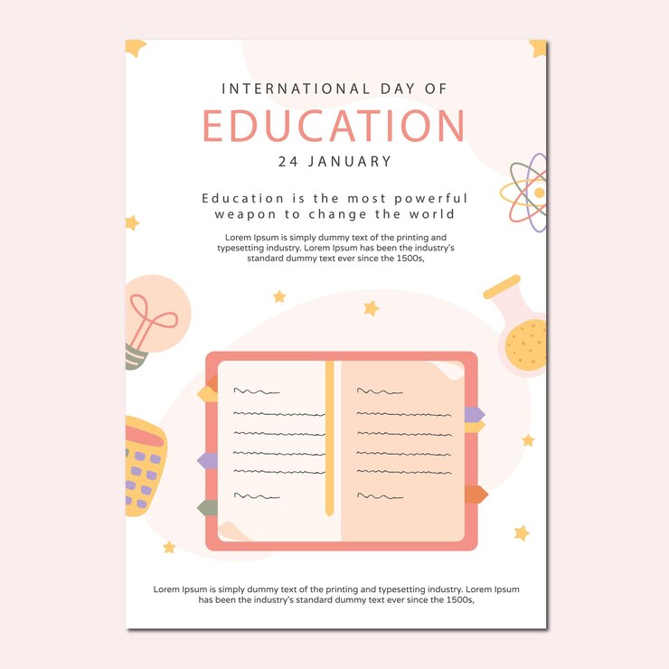 diseño de plantilla de folleto vectorial del día internacional de la educación