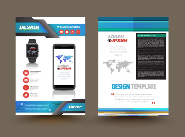 Diseño de plantilla de folleto vectorial para producto de tecnología.