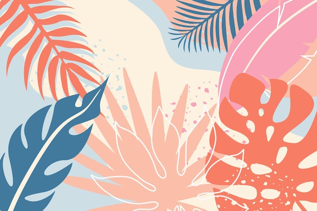 Diseño de plantilla de fondo abstracto de verano tropical con estilo de color pastel