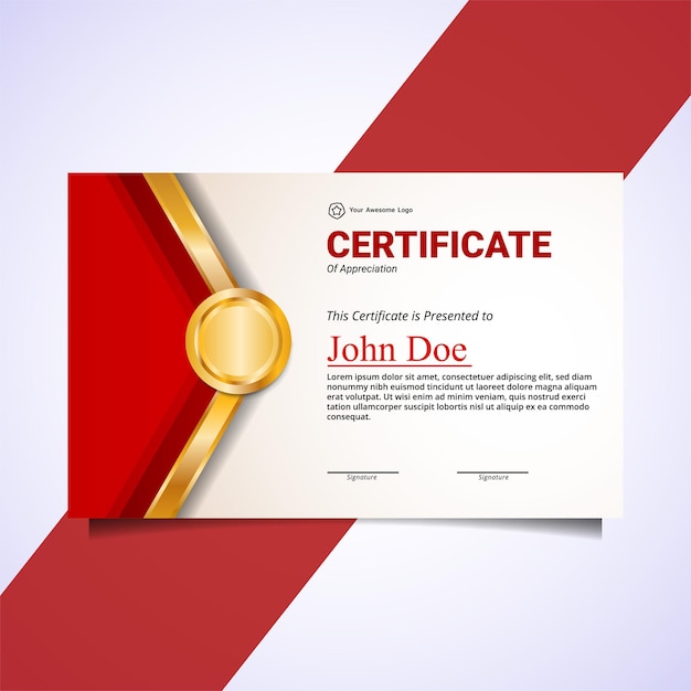 Diseño de plantilla de fondo de estilo de lujo corporativo de premio de certificado