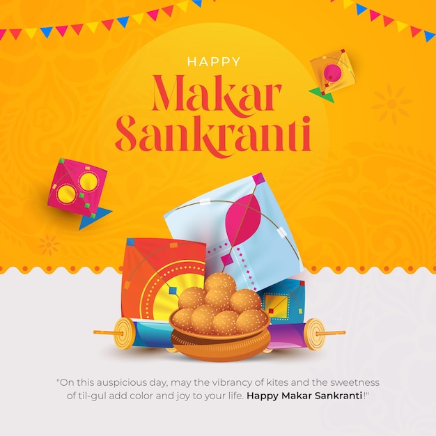 Diseño de plantilla de fondo para el festival de Happy Makar Sankranti