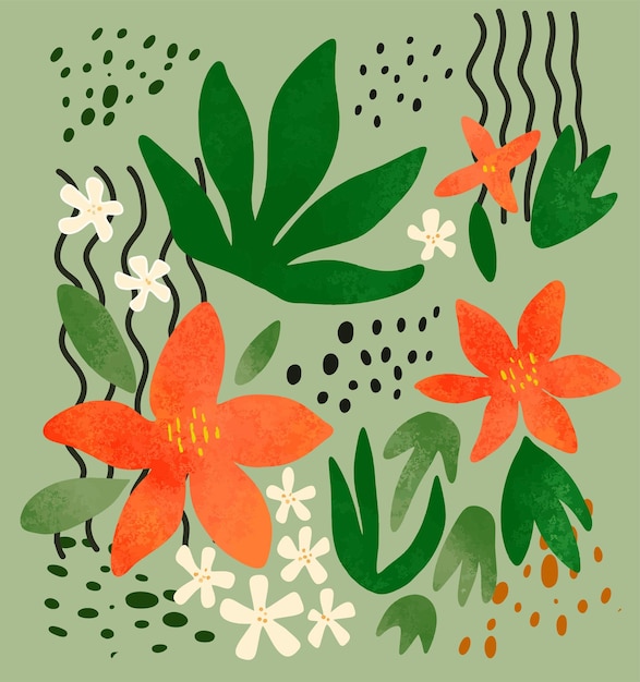 Diseño de plantilla de fondo floral de acuarela de flores tropicales Vector